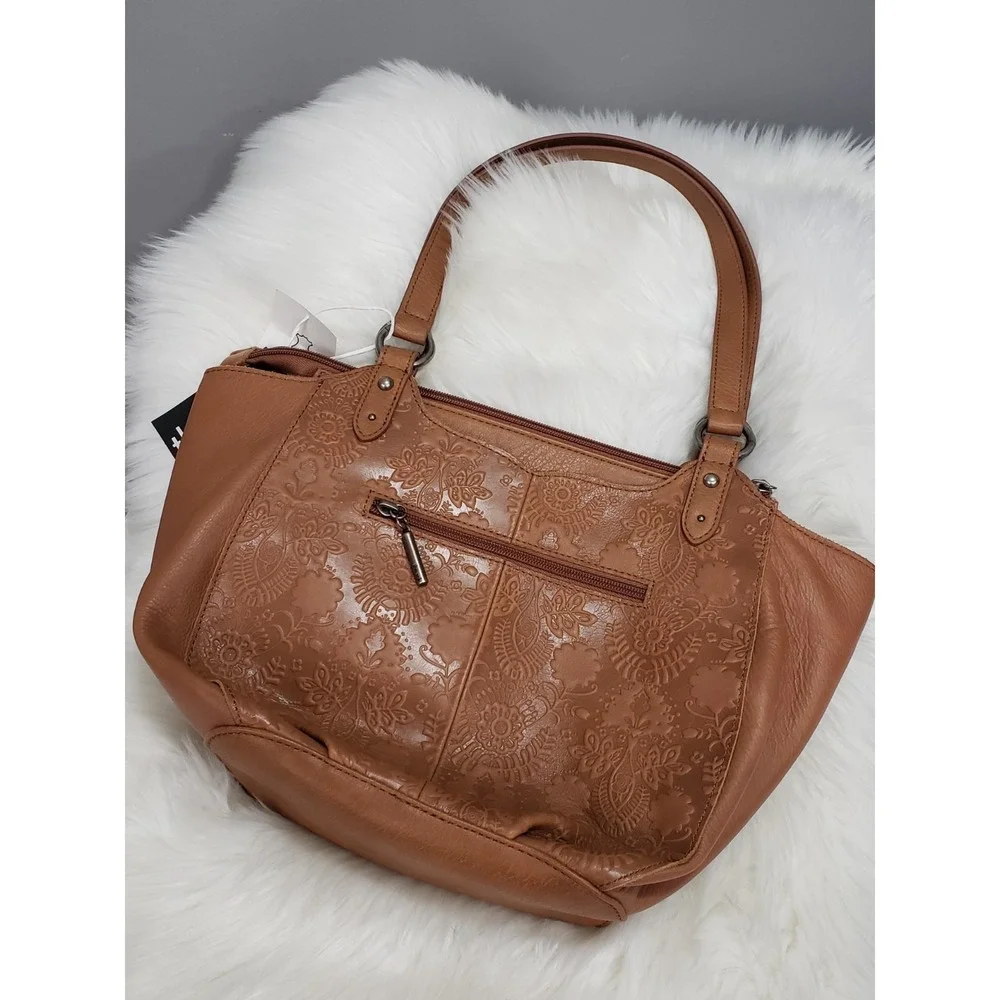 NEW The Sak Bolinas Leather Satchel Shoulder Bag Brown Vintage 109177 $249 purse